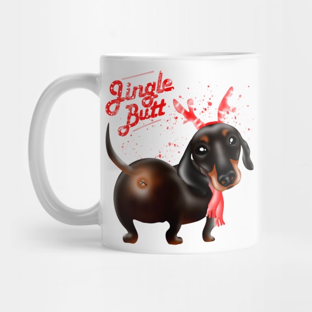 Dachshund Christmas reindeer dog, cutest butt of all by AdishPr